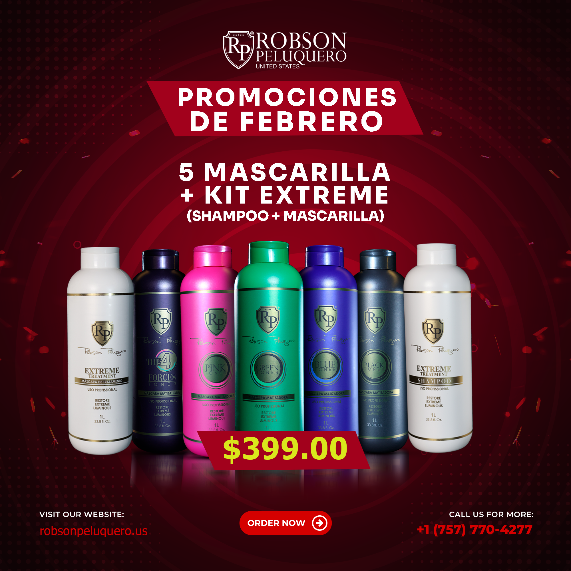 5 Mascarillas + Kit Extreme (Shampoo & Mascarilla)